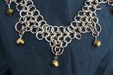 European 4-in-1 weave necklace with bronze-accented anchor rings and bronze beads