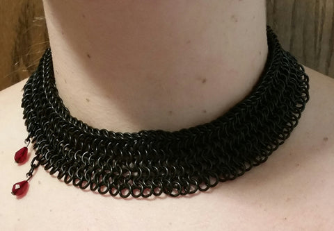 European 4-in-1 Blackened Steel "Once Bitten" Necklace