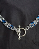 Byzantine Trinity Silver and Blue Necklace with Blue Aurora Borealis beads