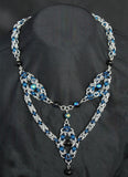 Byzantine Trinity Silver and Blue Necklace with Blue Aurora Borealis beads