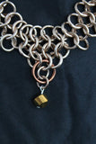 European 4-in-1 weave necklace with bronze-accented anchor rings and bronze beads