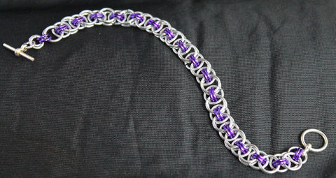 Celtic Helm weave bracelet in silver and purple